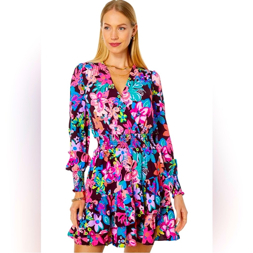 ✨NWT✨ Lilly Pulitzer Floral Long Sleeve Stretch Dress 16